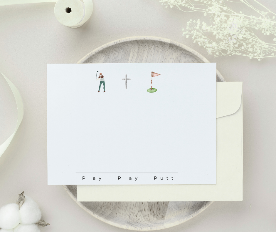 Play. Pray. Putt. Notecard